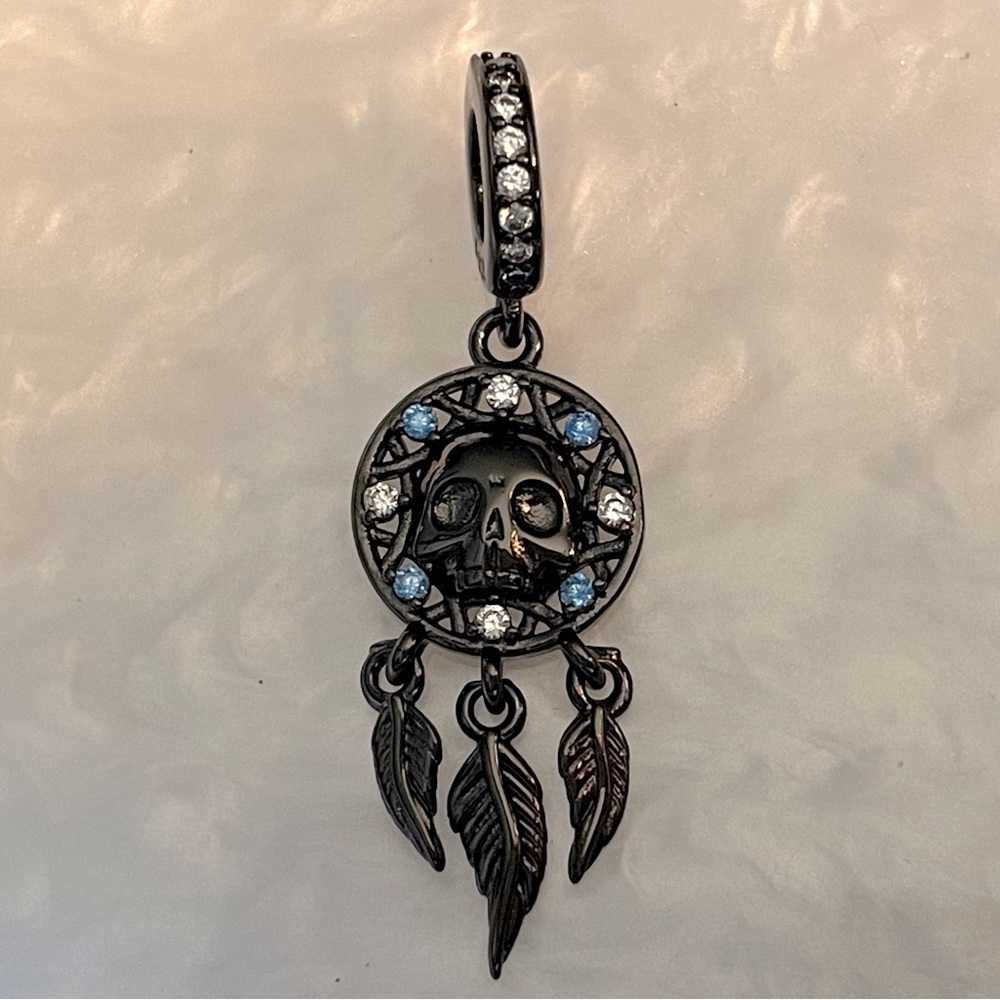 Bracelet Charm Dream Catcher with Skull & Rhinestones